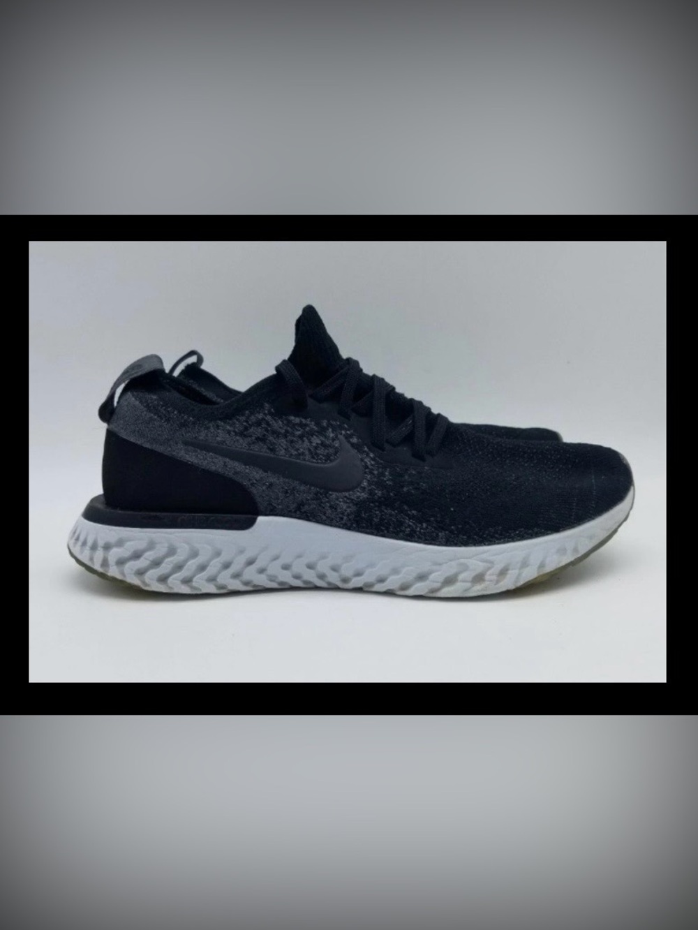 Nike Epic React Flyknit Black Grey Running Sneakers AQ0070-001 Shoes-Womens 9